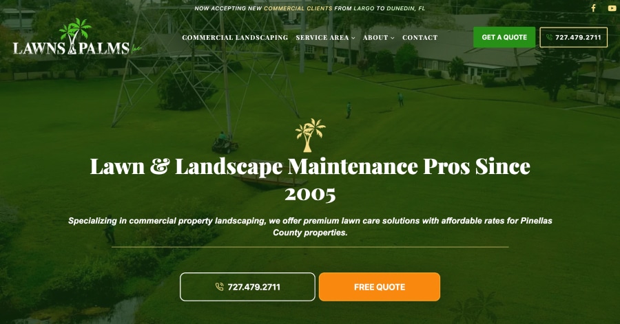 Lawns & Palms - Landscaping Website Example