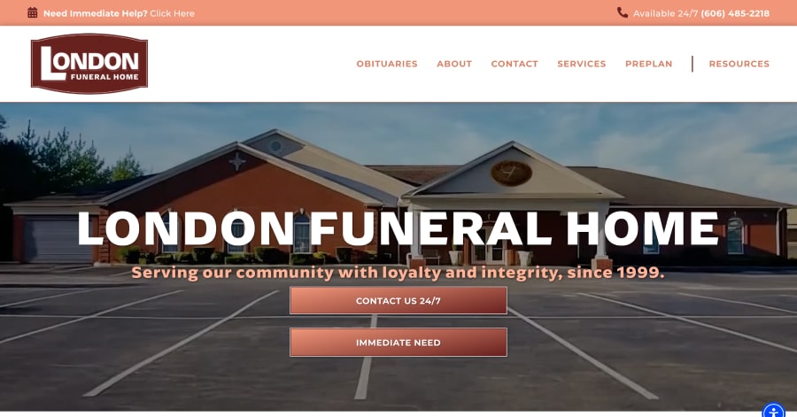 London Funeral Home - Funeral Website Examples