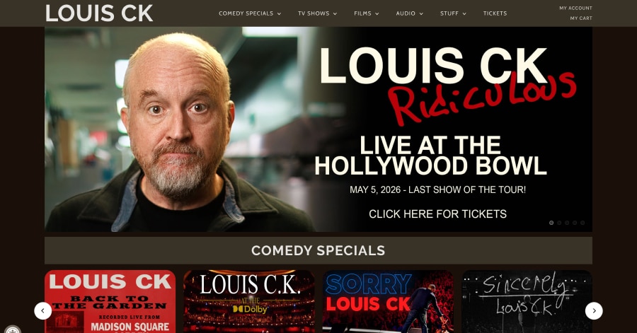 Louis CK - Squarespace Comedian Website Examples