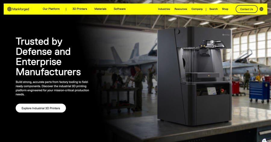 Markforged - Factory Website Example sweet products - factory website example