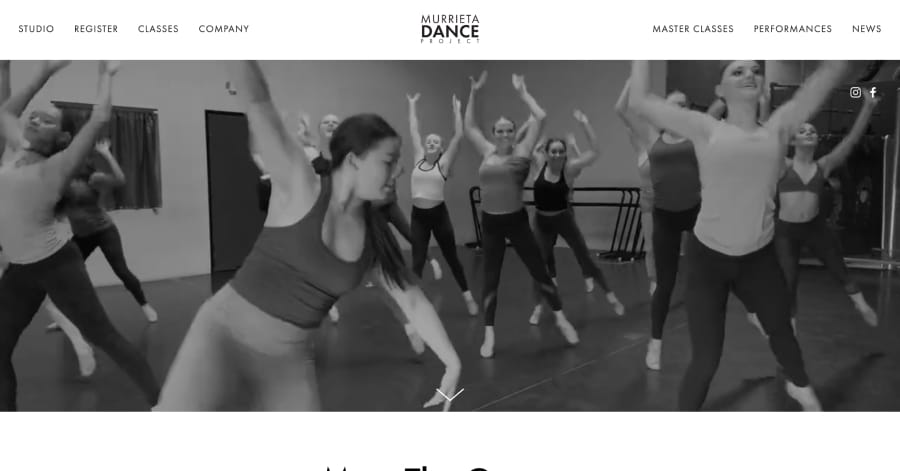 Murrieta Dance Project - Dance Studio Website Example Investment Advisor App - Glassmorphism Website Examples
