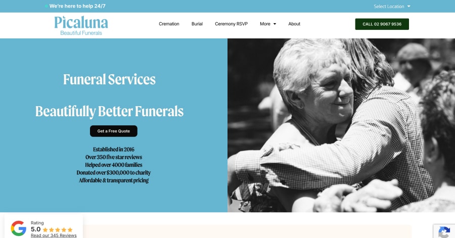 Picaluna - Funeral Website Examples