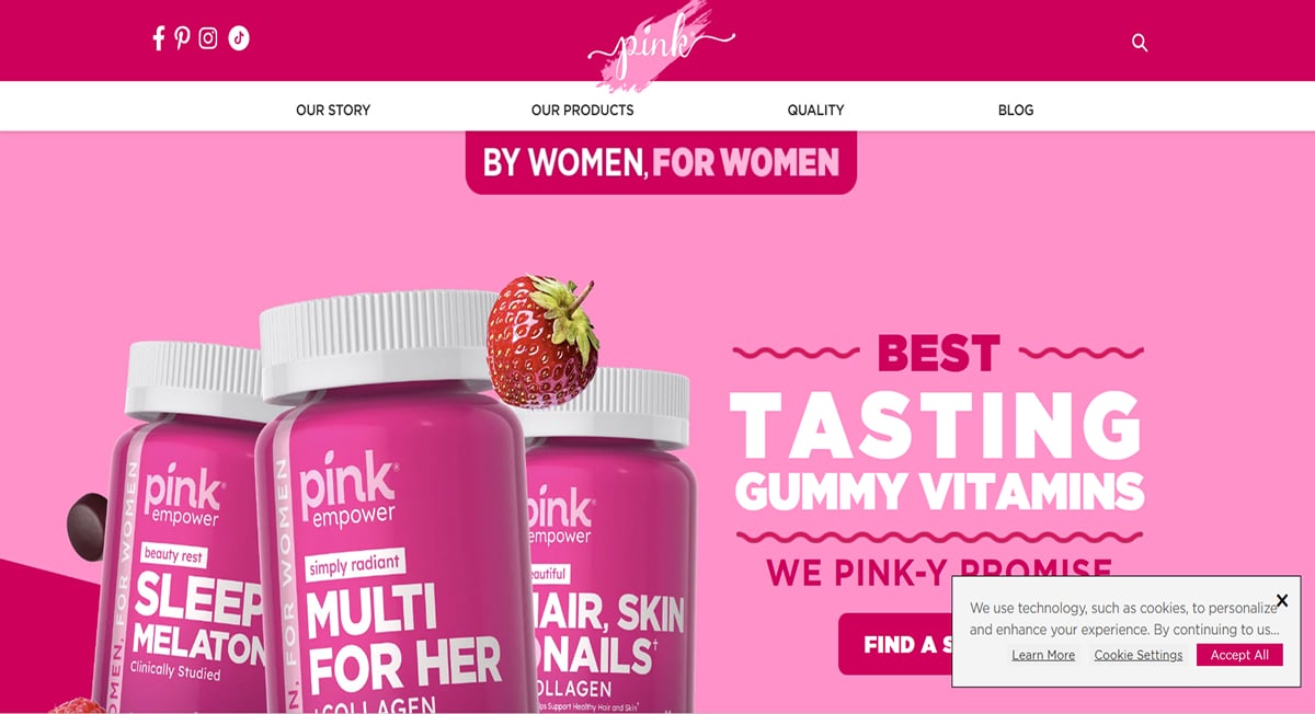 Pink Products - Pink Web Design Pink Products- Pink Website Examples