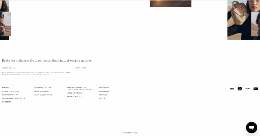 Polene - Footer Website Design Example humain - footer example