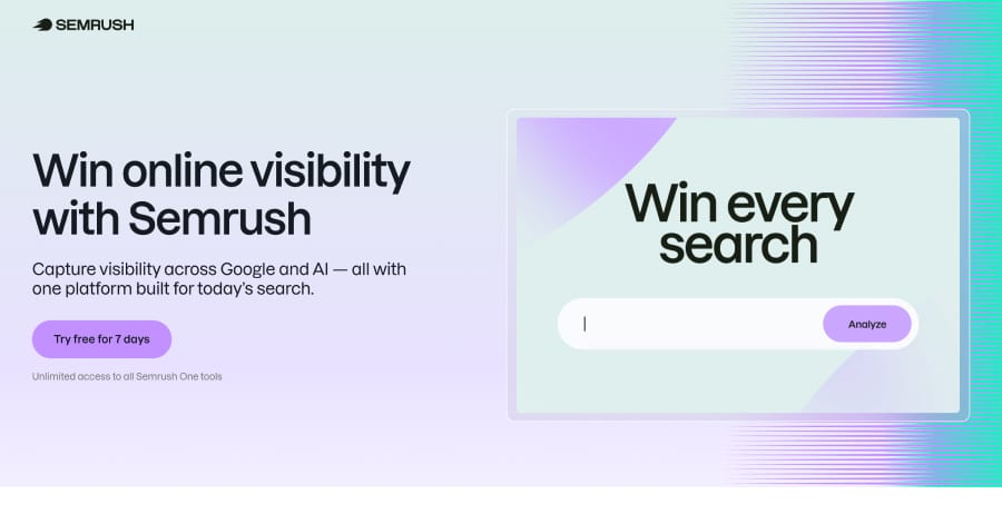 Semrush - Startup Website Example