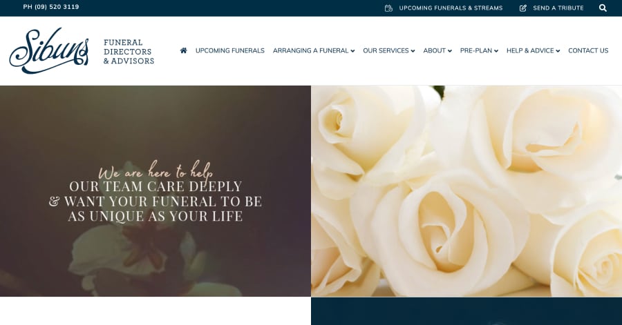 Sibuns - Funeral Website Examples