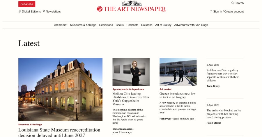 The Art Newspaper - Culture Website Examples the art newspaper - culture website examples