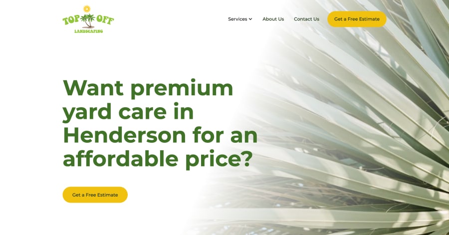 Top Off Landscaping - Landscaping Website Example