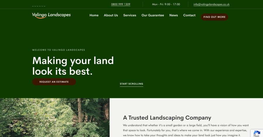 Valingo Landscapes - Landscaping Website Example