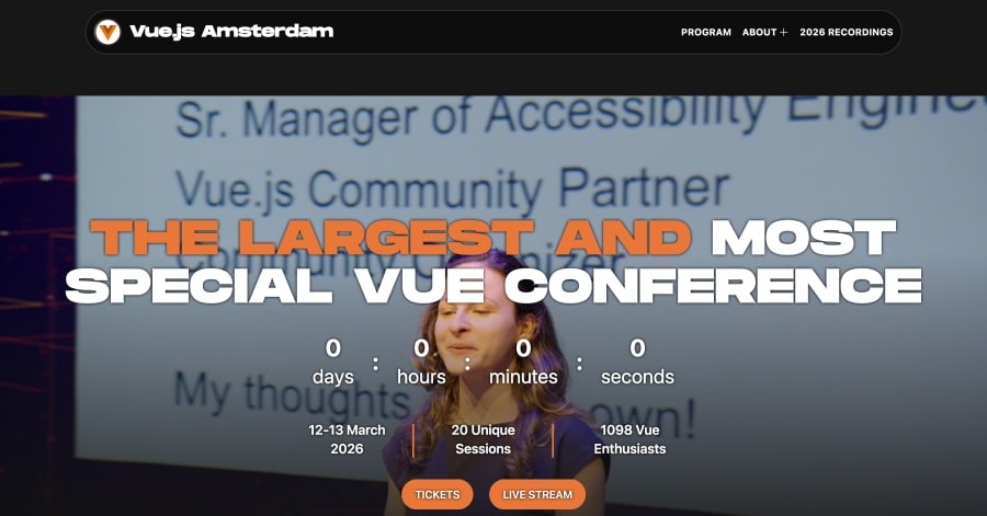 Vue.js Amsterdam - Conference Website Examples VueJS Amsterdam Conference Website Examples