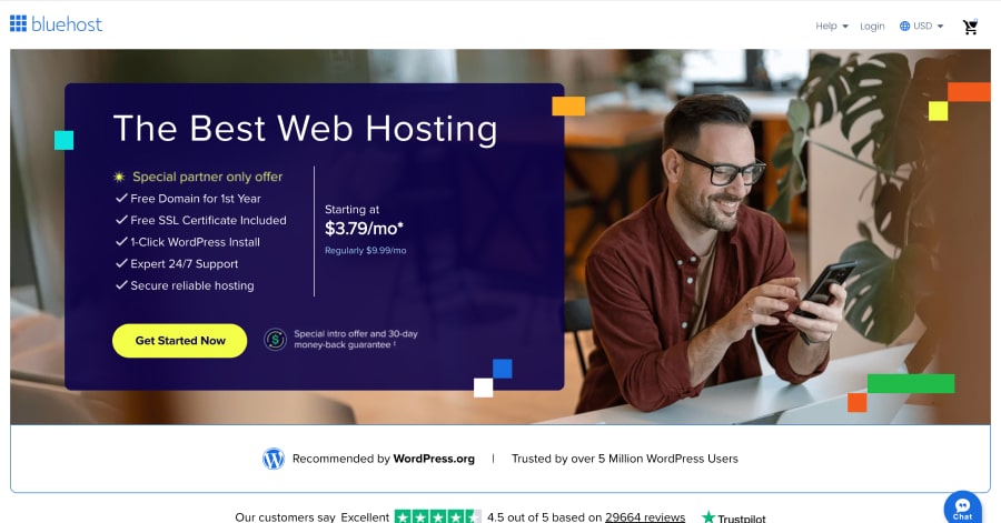 bluehost - Startup Website Example