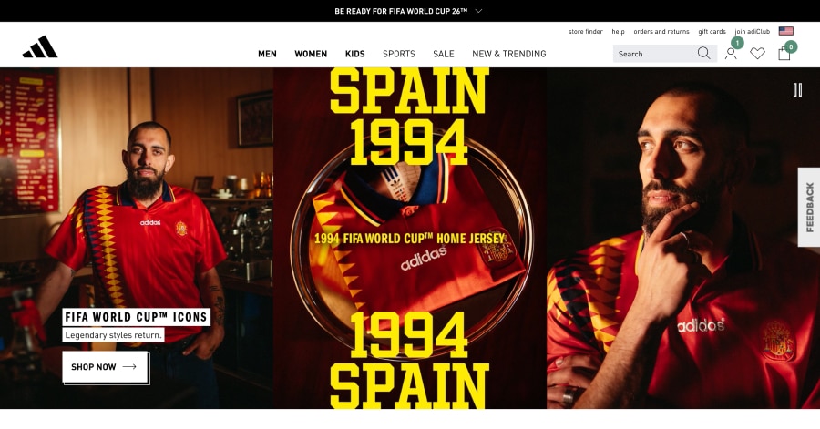 Adidas - Mega Menu Website Example