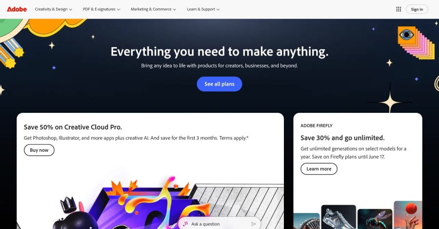 Adobe - Mega Menu Website Example