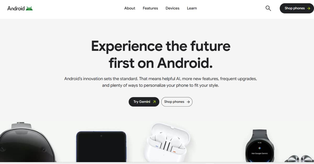 Android - Technology Website Example