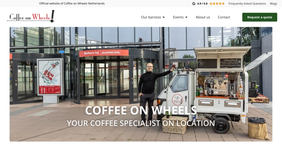 Coffee on Wheels - Food Truck Website Example