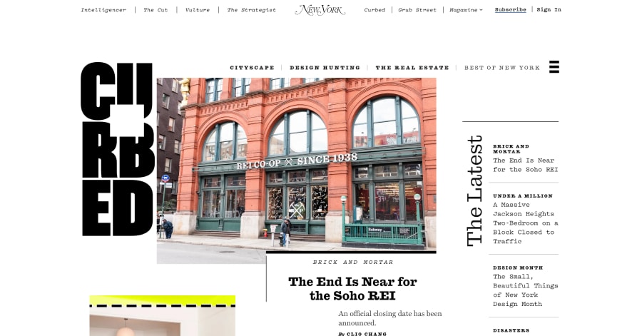Curbed - Interior Website Example