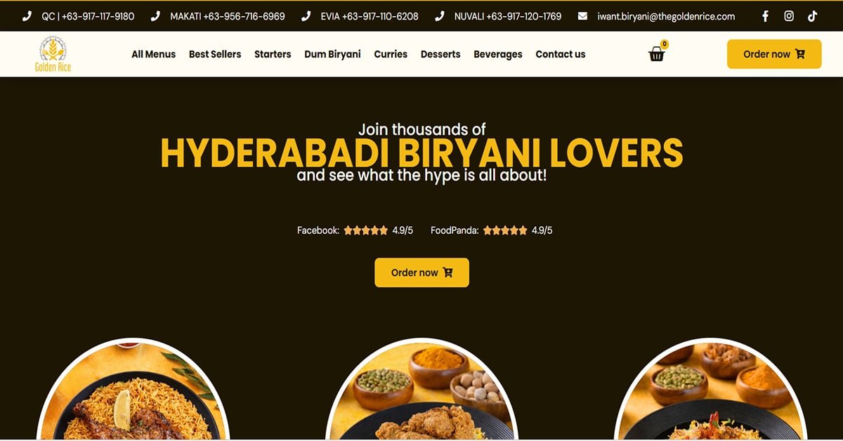 Best Restaurant Websites_Golden Rice