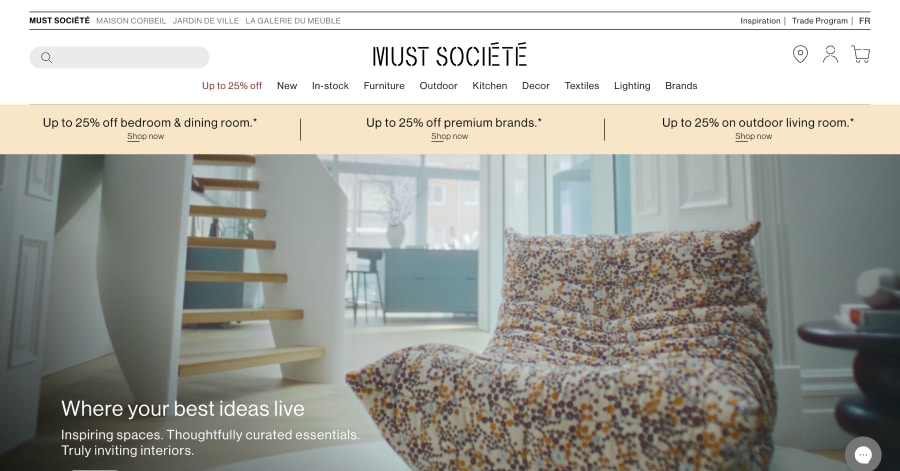 Must Societe - One Page Design Example