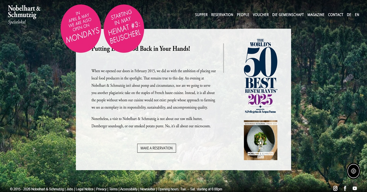 Best Restaurant Website_Nobelhart And Schmutzig