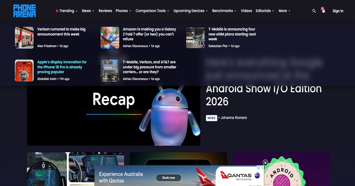 Phone Arena - Technology Website Example