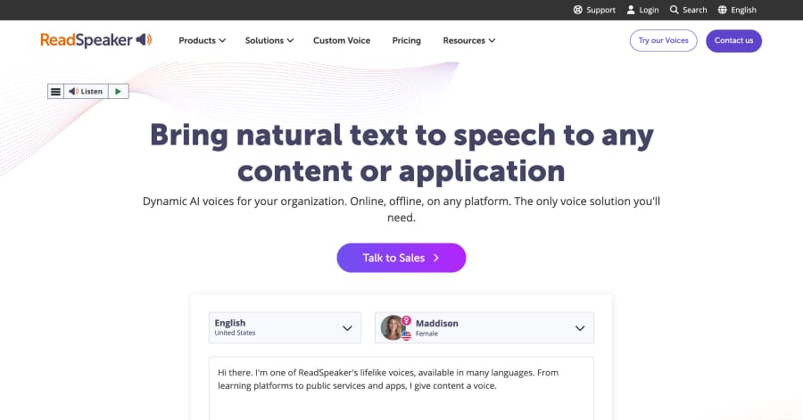 ReadSpeaker - Voice-Enabled Website Example