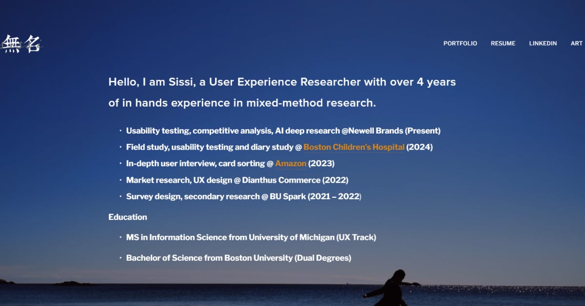 Mingxi Wu - Student Portfolio Website