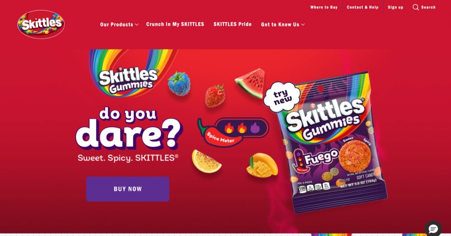 skittles - infinite scrolling website examples