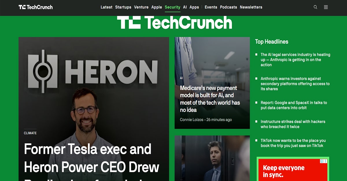 Tech Crunch - Responsive Website Example Karkey - Technology Website Examples