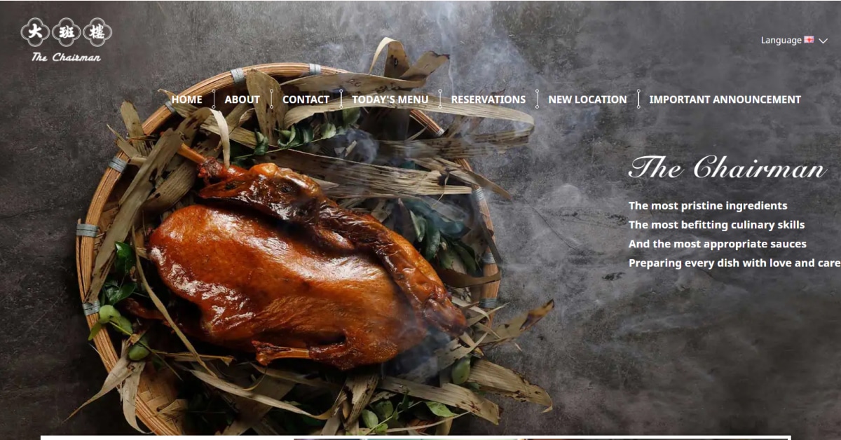 Best Restaurant Websites_The Chairman