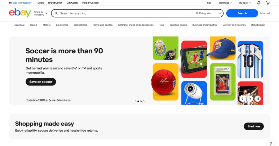 ebay - Mega Menu Website Example