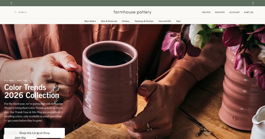 farmhouse pottery - Artisan Website Example