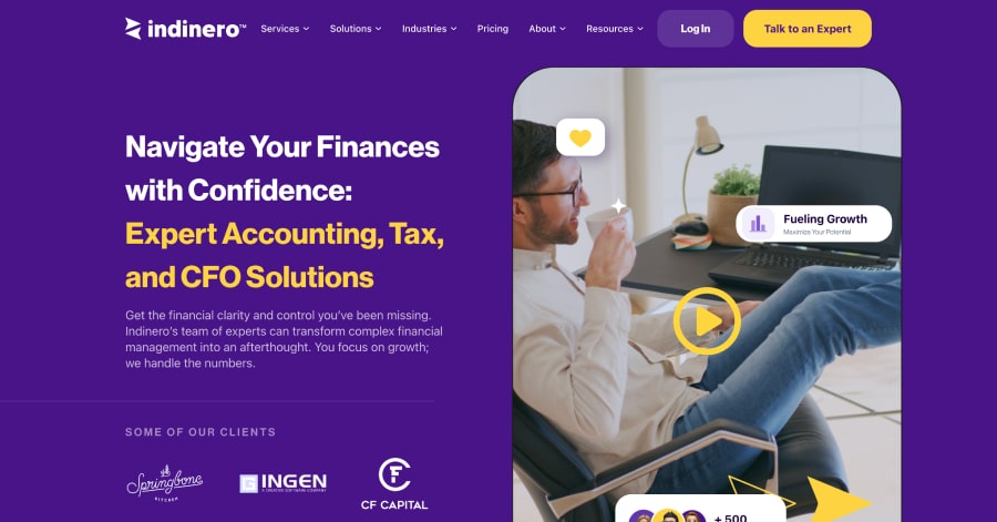 indinero - Financial Website Example indinero- accountant website example