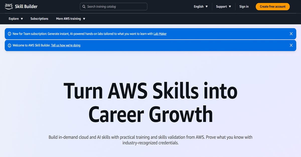 AWS Skill Builder - Training Website Best Training Websites_Amazon Web Services