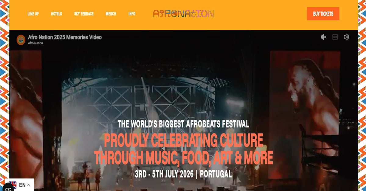 Afro Nation Portugal - Event Website Design Afro Nation