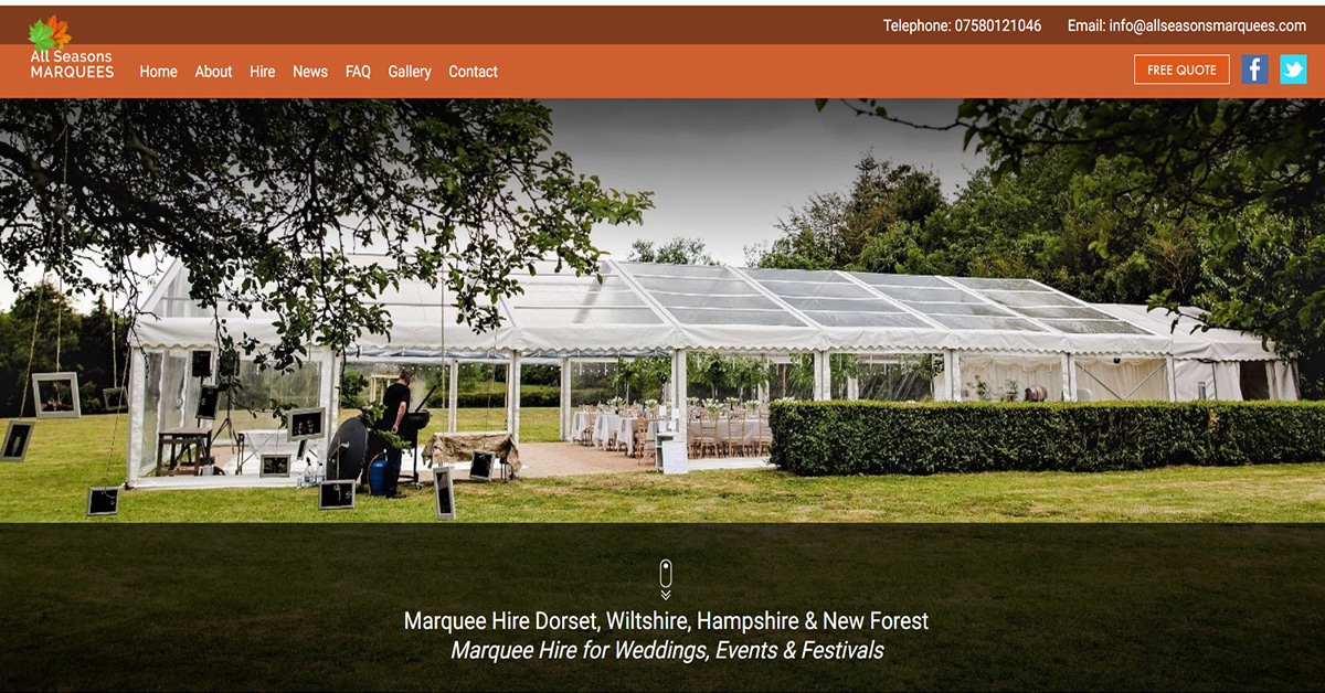 All Seasons Marquees - Event Website Design All Seasons Marquees