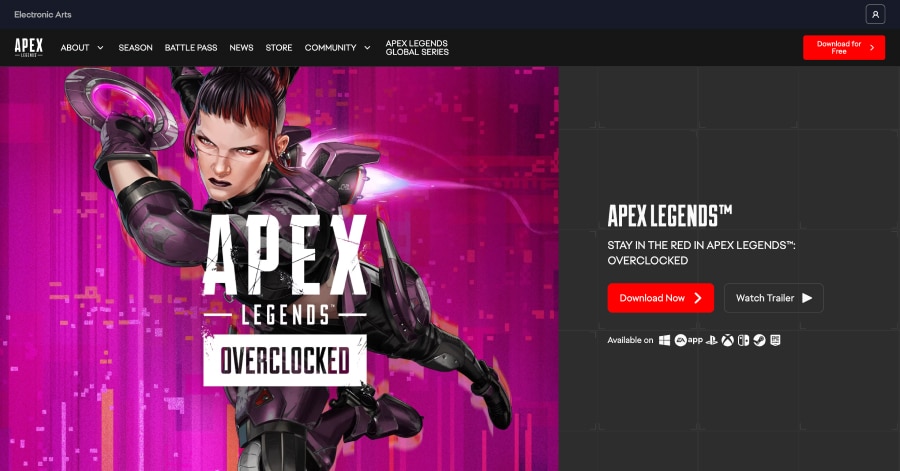 Apex Legends - Gaming Website Example Apex Legends - Gaming Website Example