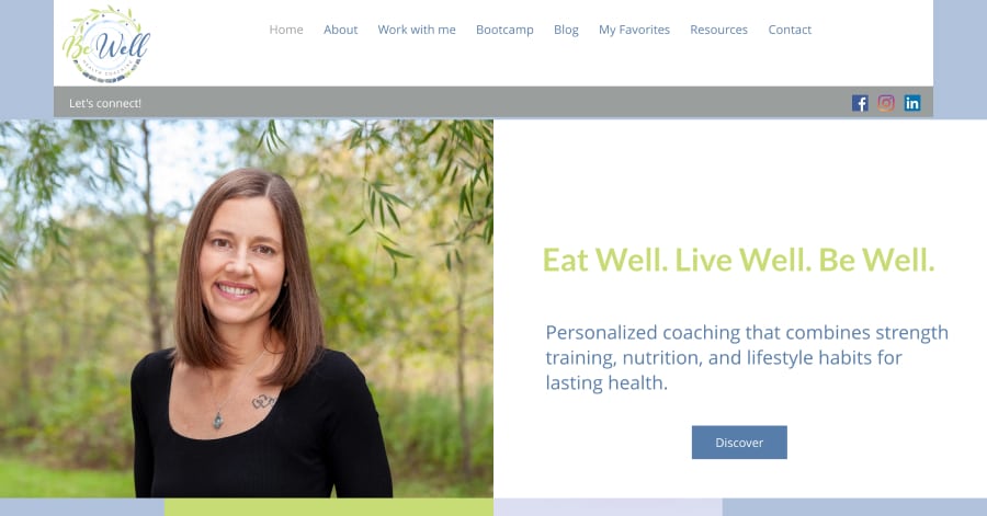Be Well - Nutrition Coach Website Example