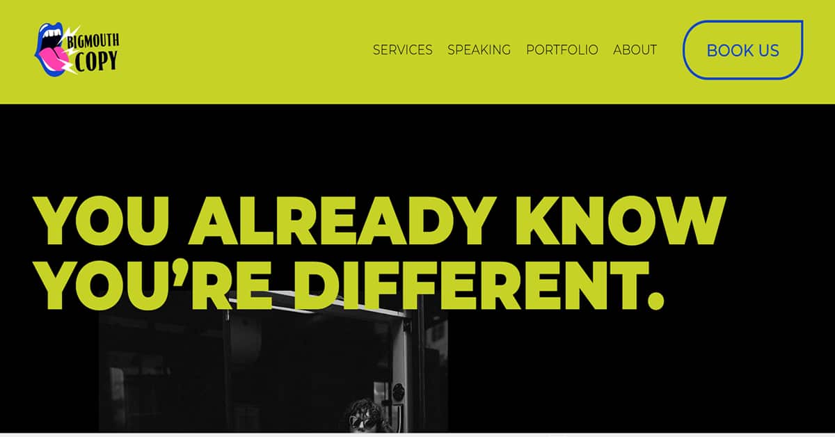 Bigmouth Copy - Copywriter Website big mouth copy - copywriting website examples