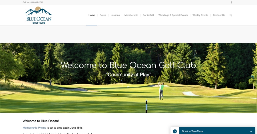 Blue Ocean - Golf Course Website Examples