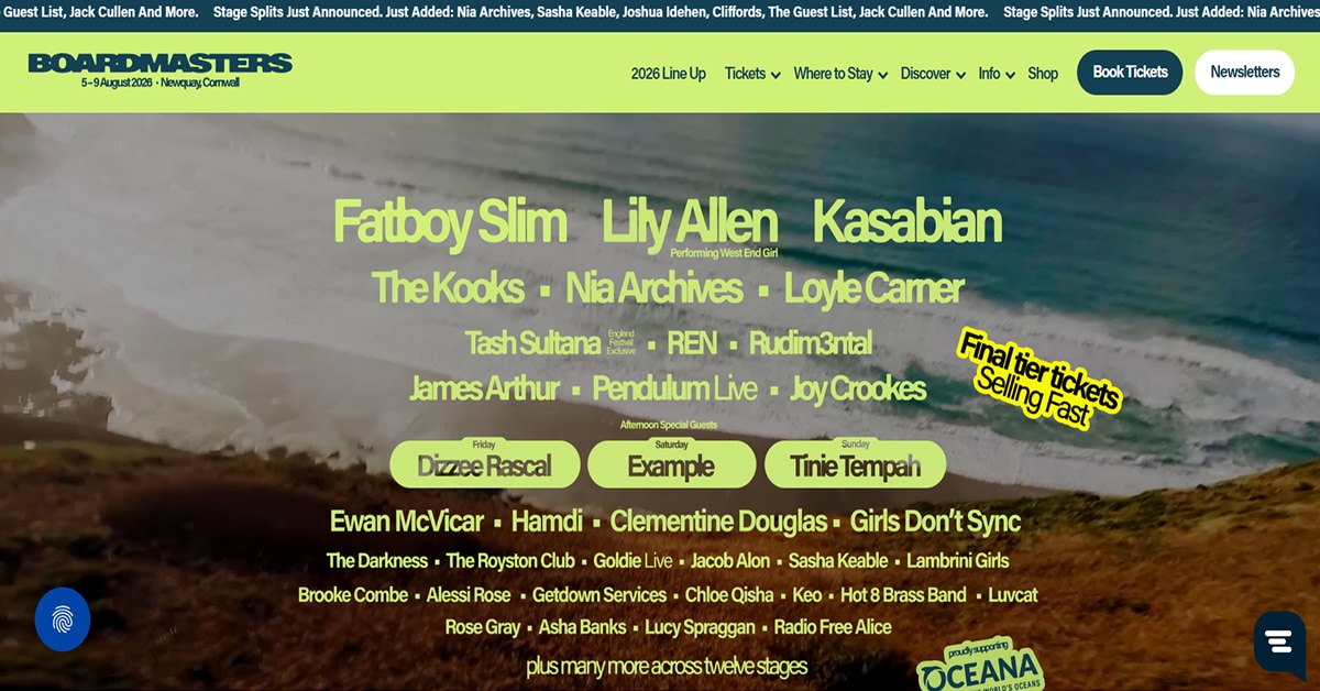 Boardmasters - Event Website Design Boardmasters