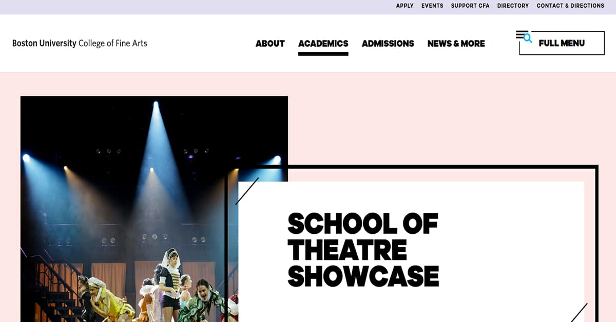 Boston University College of Fine Arts - Event Website Design Boston School of Theatre Showcase