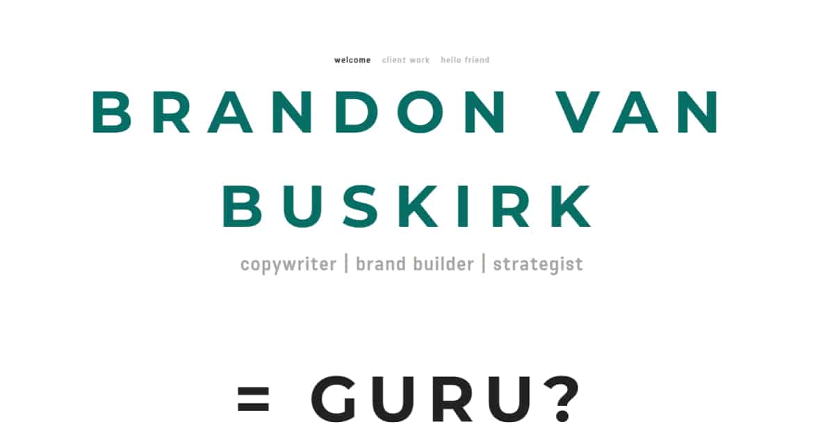 Brandon Van Buskirk - Copywriter Website brandon van buskirk - copywriting website examples
