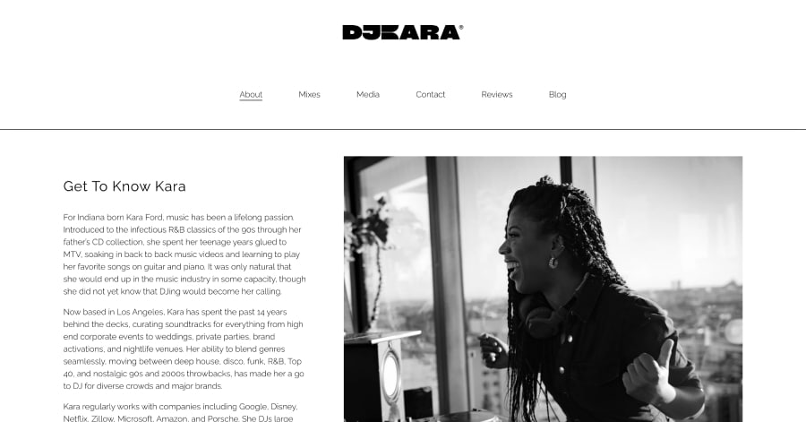 DJ Kara - DJ Website Example