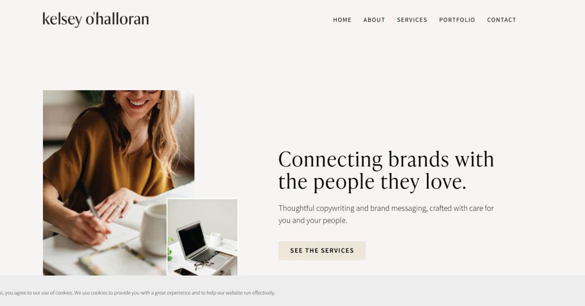 Kelsey - Copywriter Website kelsey o’halloran - copywriting website example