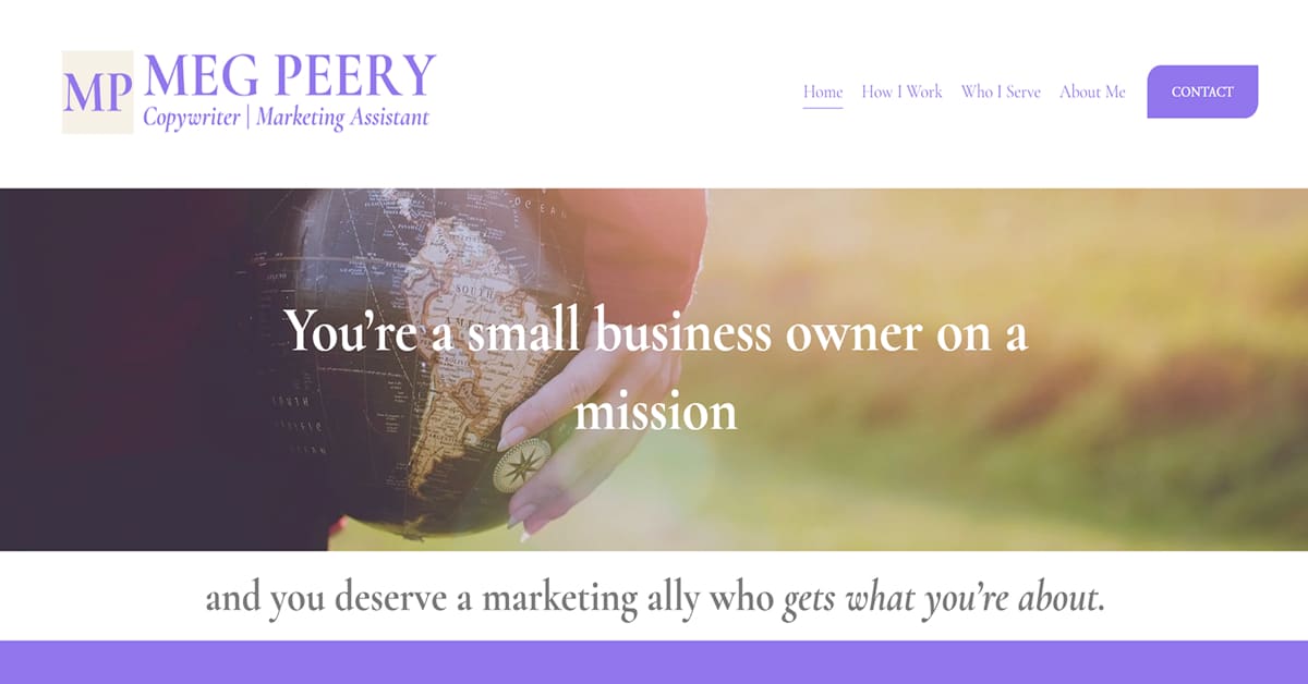 Meg Peery - Copywriter Website meg peery - copywriting website example