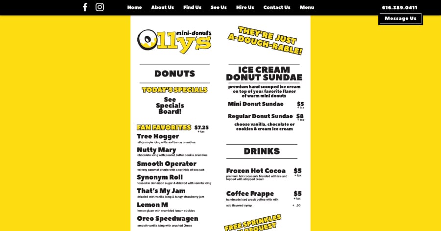 Olly's Mini Donuts - Menu Design Example Olly's mini-donuts - Menu Design Example