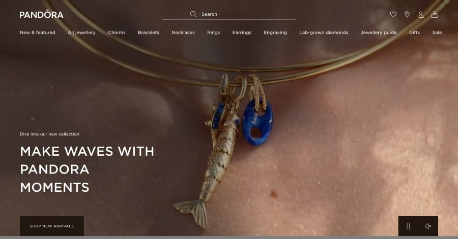 Pandora - Luxury Website Example Pandora - Jewelry Website Example