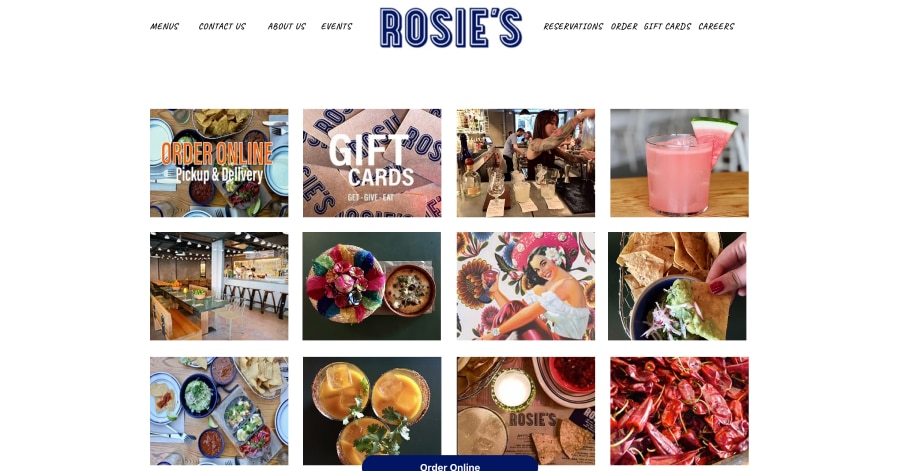 Rosie's - Fast Food Website Example Chipotle - Fast Food Website Examples