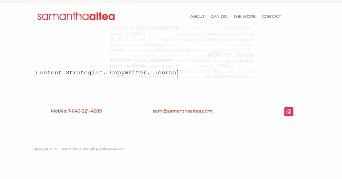 Samanthan Althea - Copywriter Website
