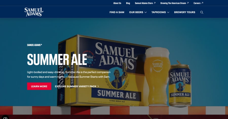 Samuel Adams - Microbrewery Website Example